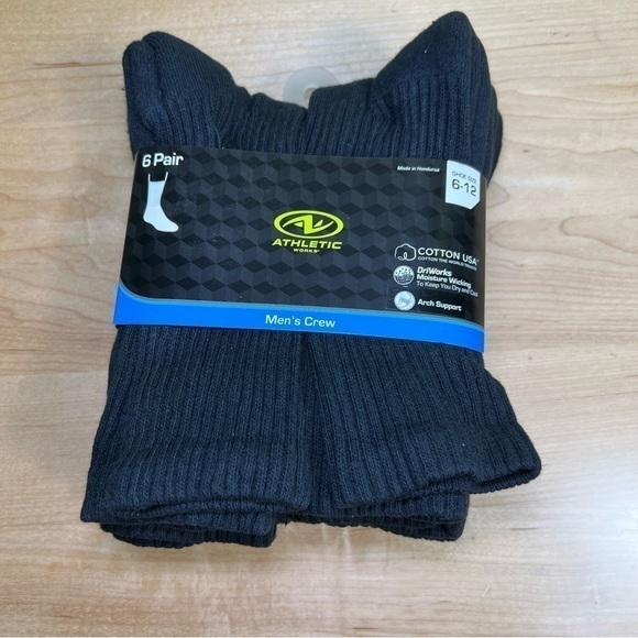 Athletic Works Other - Athletic Works men’s crew 6 pair NWT socks cotton USA